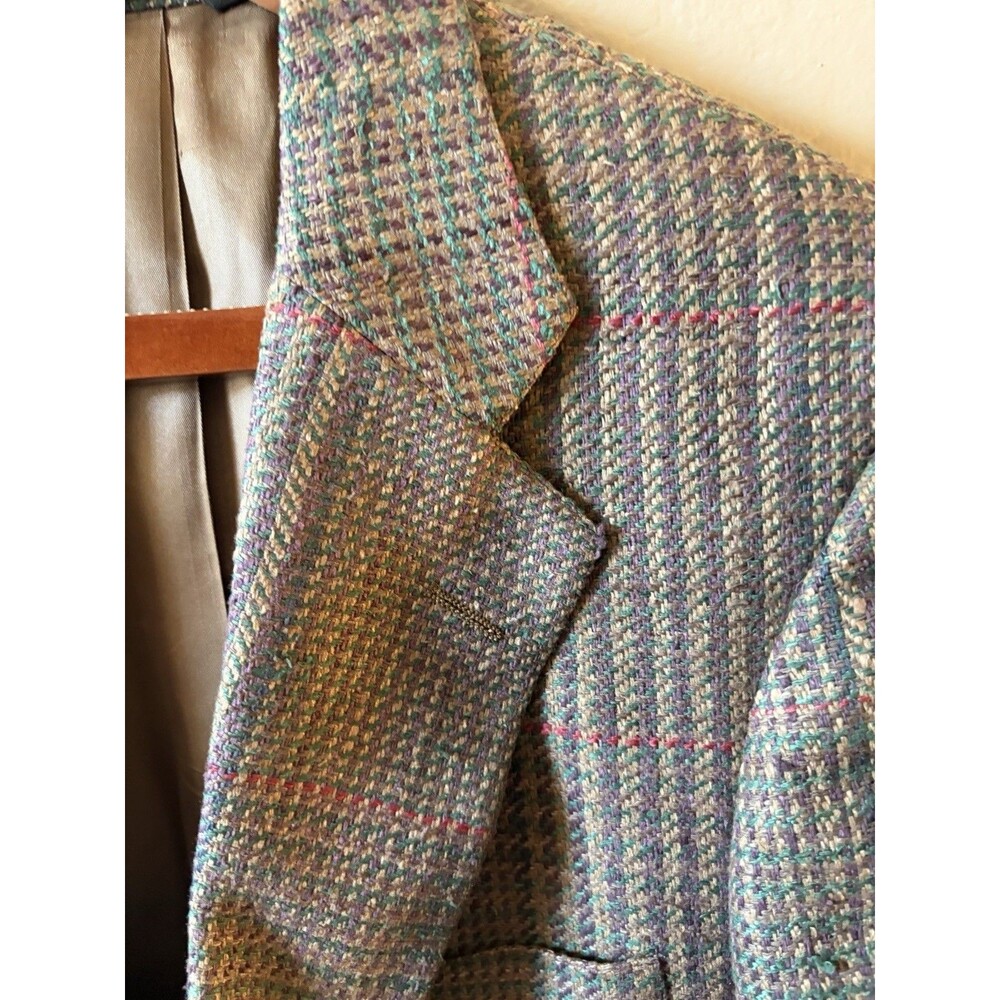 Vintage Mark Shale 1988 Mens Plaid Tweed Sport Coat Blazer Jacket Wool Read 38R